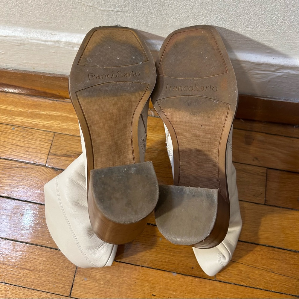 Franco Sarto Cream Leather Heeled Stevie Boots - Picture 10 of 11